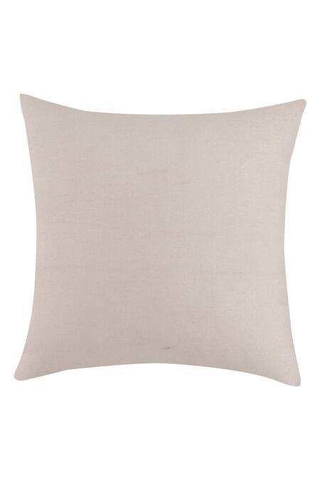 Khaabka Off White Silk Quilted Floral Embroidered Cushion Cover - Set 2 at Aza Fashions Khaabka_Off White Silk Quilted Floral Embroidered Cushion Cover - Set 2_at_Aza_Fashions