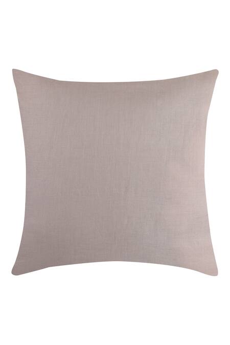 Khaabka_Grey Cotton Linen Embroidery Mirror Work Cushion Cover - Set Of 2_at_Aza_Fashions