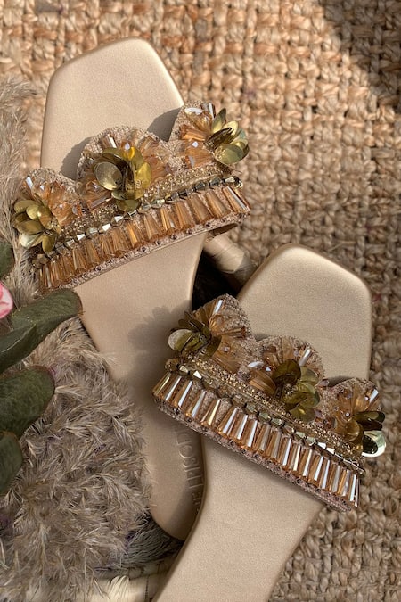 Shop The Episode Gold Tender Love Embellished Flats Online at Aza Fashions Shop_The Episode_Gold Tender Love Embellished Flats _Online_at_Aza_Fashions