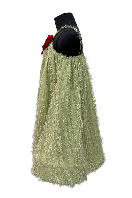 Buy_Jasmine And Alaia_Green Feather Trims Florence Dress_Online_at_Aza_Fashions