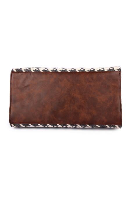 Shop_The Purple Sack_Black Houndstooth Woven Tote Bag_Online_at_Aza_Fashions