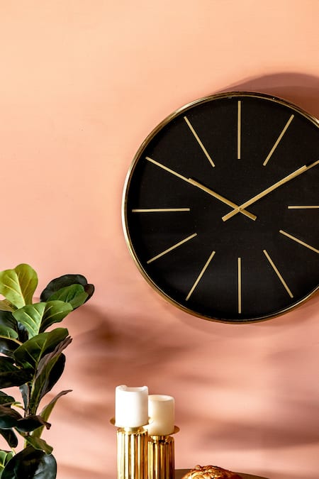 Logam Black Mild Steel And Glass Hudson Wall Clock Online at Aza Fashions Logam_Black Mild Steel And Glass Hudson Wall Clock_Online_at_Aza_Fashions