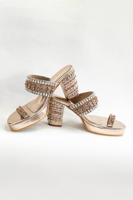 The Alter_Gold Rhinestones Inara Embellished Heels _at_Aza_Fashions