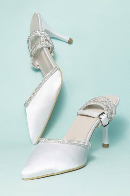 Myra_White Embellished Love Affair Pointed Toe Heels _Online_at_Aza_Fashions