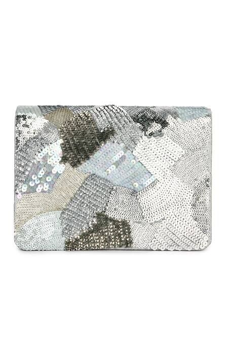 The Purple Sack Silver Embroidery Leather Clutch Online at Aza Fashions The Purple Sack_Silver Embroidery Leather Clutch _Online_at_Aza_Fashions