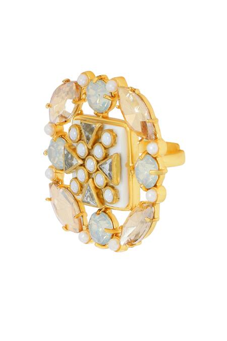 Buy Bblingg Gold Plated Crystals, Pearls Suhaaya Mini Embellished Ring Online at Aza Fashions Buy_Bblingg_Gold Plated Crystals, Pearls Suhaaya Mini Embellished Ring _Online_at_Aza_Fashions
