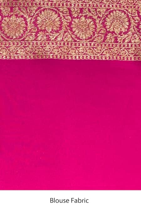 Naaritva India_Brown Handloom Cotton, Floral Handwoven Banarasi Saree With Running Blouse _at_Aza_Fashions