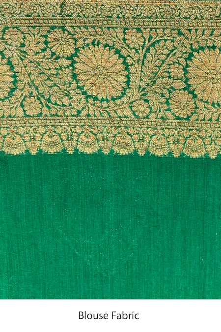 Naaritva India Green Chiffon Zari Antique Handwoven Banarasi Saree With Running Blouse at Aza Fashions Naaritva India_Green Chiffon Zari Antique Handwoven Banarasi Saree With Running Blouse_at_Aza_Fashions