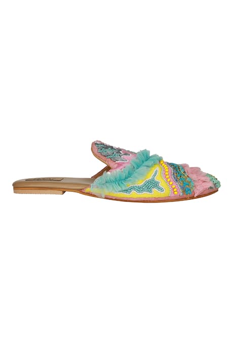 Shop_Jutti Express_Multi Color Frill Mules _Online_at_Aza_Fashions