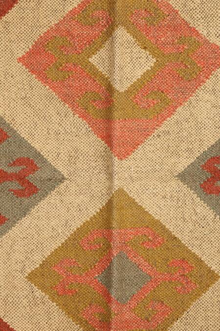 Nakshikathaa - Homeware_Multi Color Jute Wool Hand Woven Rug_Online_at_Aza_Fashions