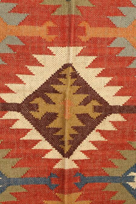 Nakshikathaa - Homeware_Multi Color Jute Wool Hand Woven Rectangle Shape Rug_Online_at_Aza_Fashions
