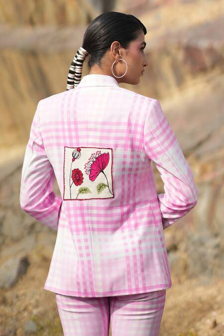 Pink and 2024 white checkered jacket