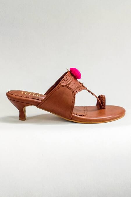 The Alter Brown Pom-poms Kohla Kitten Heels at Aza Fashions The Alter_Brown Pom-poms Kohla Kitten Heels _at_Aza_Fashions