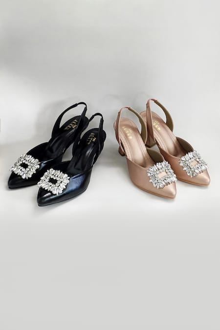 The Alter_Pink Rhinestones Alora Pointed Toe Embellished Stiletto Heels _Online_at_Aza_Fashions