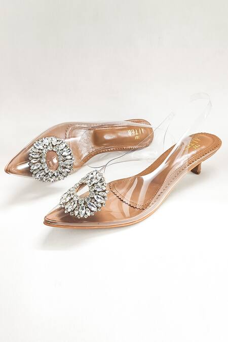 Buy_The Alter_Beige Rhinestones Julia Embellished Kitten Heels _Online_at_Aza_Fashions
