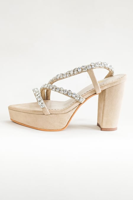 Buy The Alter Beige Rhinestones Kiara Embellished Heels Online at Aza Fashions Buy_The Alter_Beige Rhinestones Kiara Embellished Heels _Online_at_Aza_Fashions
