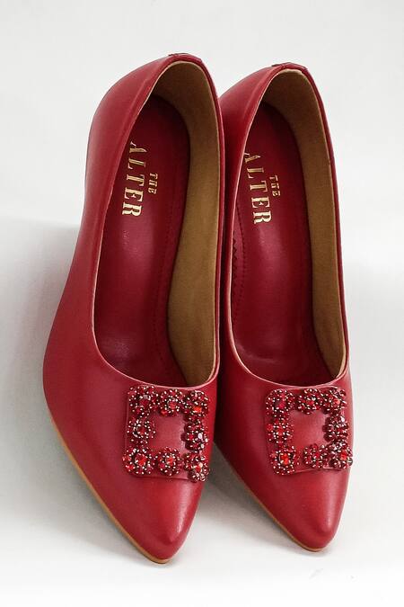 Buy The Alter Red Stones Embellished Riona Pumps Online at Aza Fashions Buy_The Alter_Red Stones Embellished Riona Pumps _Online_at_Aza_Fashions