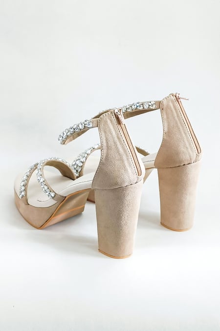 Buy_The Alter_Beige Rhinestones Aria Embellished Heels _Online_at_Aza_Fashions