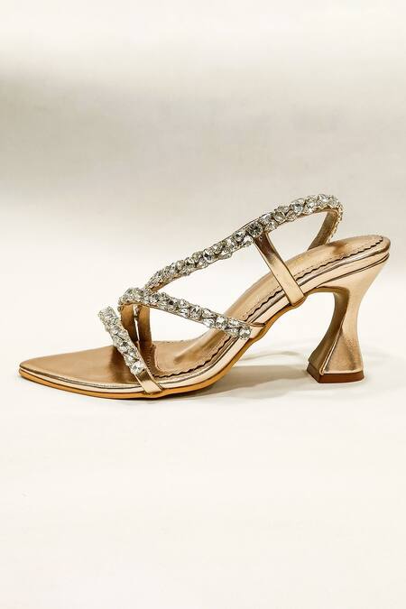 The Alter_Pink Rhinestones Kiara Pointed Toe Hourglass Heels _Online_at_Aza_Fashions