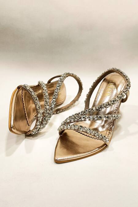 Shop_The Alter_Pink Rhinestones Kiara Pointed Toe Hourglass Heels _Online_at_Aza_Fashions