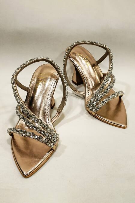 The Alter_Pink Rhinestones Kiara Pointed Toe Hourglass Heels _at_Aza_Fashions