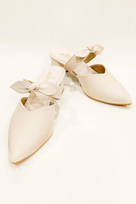 The Alter_Beige Bows Beverly Block Heels _Online_at_Aza_Fashions