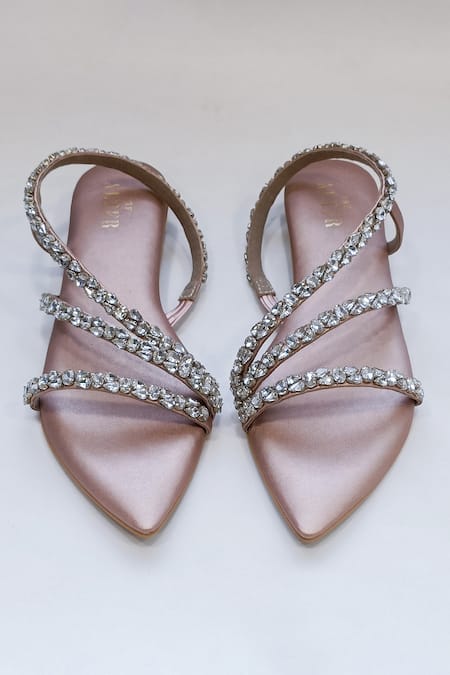 The Alter Gold Kiara Rhinestones Embellished Flats Online at Aza Fashions The Alter_Gold Kiara Rhinestones Embellished Flats _Online_at_Aza_Fashions