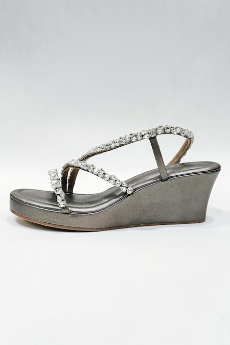 Buy The Alter Grey Embellished Kiara Wedges Online at Aza Fashions Buy_The Alter_Grey Embellished Kiara Wedges _Online_at_Aza_Fashions
