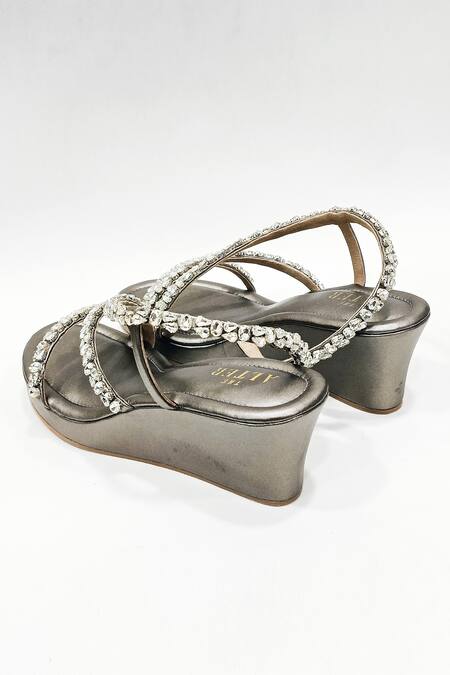 Shop The Alter Grey Embellished Kiara Wedges Online at Aza Fashions Shop_The Alter_Grey Embellished Kiara Wedges _Online_at_Aza_Fashions