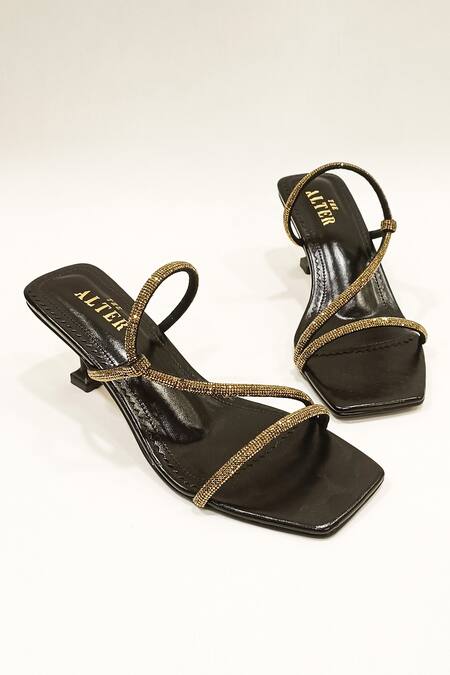 The Alter_Black Rhinestones Roxie T-shaped Strappy Stiletto Heels _Online_at_Aza_Fashions