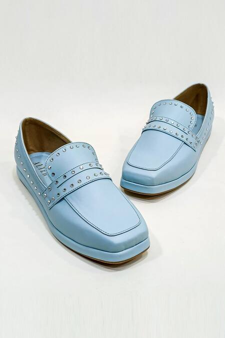 The Alter Blue Powder Embellished Loafers Online at Aza Fashions The Alter_Blue Powder Embellished Loafers _Online_at_Aza_Fashions