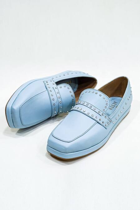 Buy The Alter Blue Powder Embellished Loafers Online at Aza Fashions Buy_The Alter_Blue Powder Embellished Loafers _Online_at_Aza_Fashions