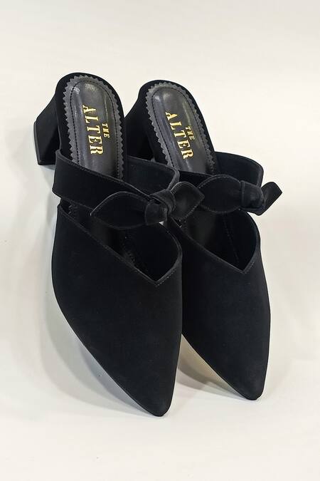 The Alter_Black Solid Beverly Bow Block Heels _at_Aza_Fashions