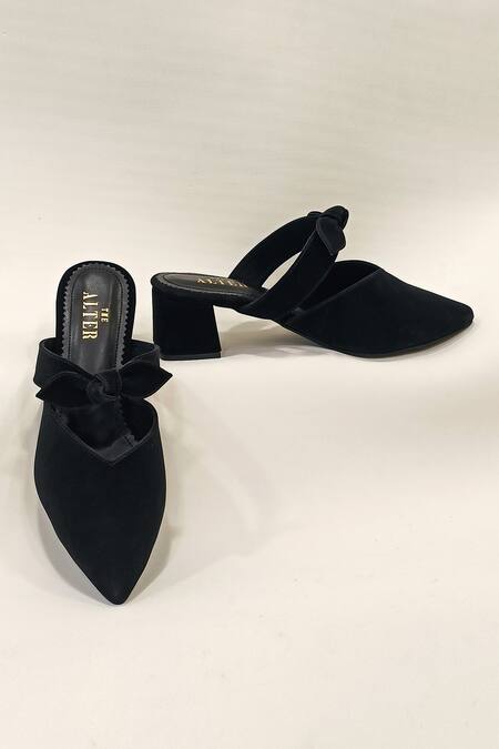 Buy_The Alter_Black Solid Beverly Bow Block Heels 