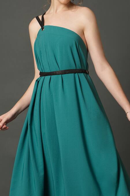 House Of Behram Blue Crepe Ruffles One Shoulder Backless Gown at Aza Fashions House Of Behram_Blue Crepe Ruffles One Shoulder Backless Gown _at_Aza_Fashions