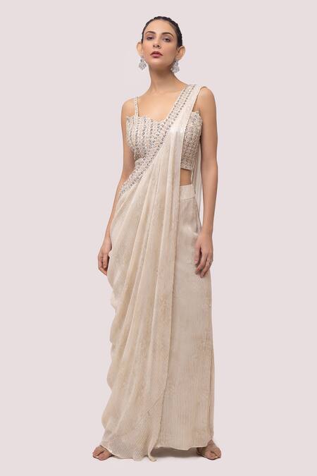 Shop Onaya Off White Sequin Embellished Blouse Palazzo Set Online at Aza Fashions Shop_Onaya_Off White Sequin Embellished Blouse Palazzo Set _Online_at_Aza_Fashions