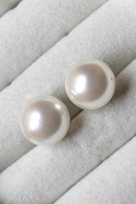 Anushka Jain Jewellery_Gold Plated Pearl Illuminati Earrings_Online_at_Aza_Fashions