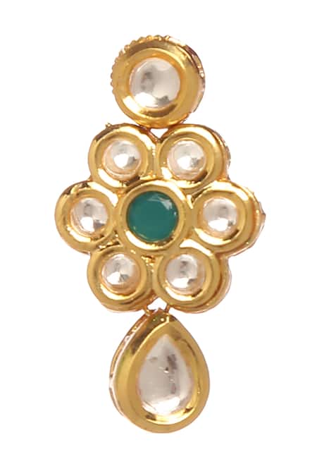 Buy_Minaki_Green Diamonds, Stones Flower Kundan Embellished Necklace Set _Online_at_Aza_Fashions