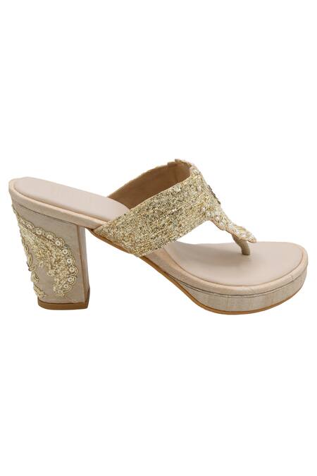 Veruschka By Payal Kothari Gold Zardozi And Pitta Jantar Embroidered Heels Online at Aza Fashions Veruschka By Payal Kothari_Gold Zardozi And Pitta Jantar Embroidered Heels _Online_at_Aza_Fashions