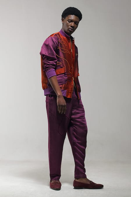 Buy Jatin Malik Purple Linen, Silk Embroidery Cord Trouser Online at Aza Fashions Buy_Jatin Malik_Purple Linen, Silk Embroidery Cord Trouser _Online_at_Aza_Fashions