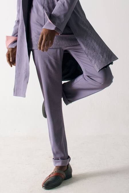 Premium Photo | Purple suit of clothes, blazer and trousers for men,  isolated on white.