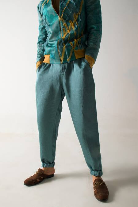 Jatin Malik Grey Linen, Silk Embroidery Bomber Jacket And Trouser Set Online at Aza Fashions Jatin Malik_Grey Linen, Silk Embroidery Bomber Jacket And Trouser Set _Online_at_Aza_Fashions