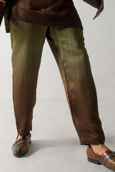 Shop_Jatin Malik_Green Linen, Silk Embroidery Shacket With Kurta Set _Online_at_Aza_Fashions