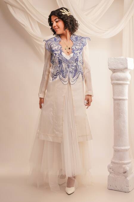 Jajaabor Ivory Silk Organza Embroidery Athena Open Bodice Long Jacket Online at Aza Fashions Jajaabor_Ivory Silk Organza Embroidery Athena Open Bodice Long Jacket _Online_at_Aza_Fashions