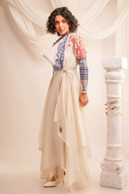 Buy Jajaabor Ivory Silk Organza, Satin, Floral Applique Angrakha And Pant Set Online at Aza Fashions Buy_Jajaabor_Ivory Silk Organza, Satin, Floral Applique Angrakha And Pant Set _Online_at_Aza_Fashions