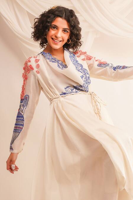 Shop Jajaabor Ivory Silk Organza, Satin, Floral Applique Angrakha And Pant Set Online at Aza Fashions Shop_Jajaabor_Ivory Silk Organza, Satin, Floral Applique Angrakha And Pant Set _Online_at_Aza_Fashions