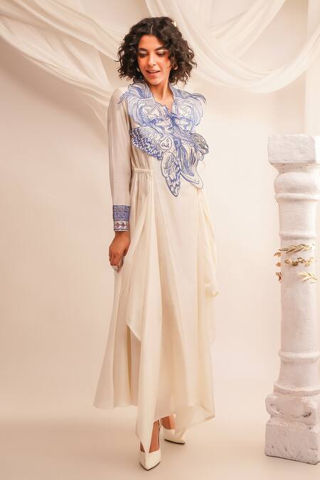 Jajaabor Ivory Silk Chanderi Embroidery Athena V Neck Angrakha And Pant Set Online at Aza Fashions Jajaabor_Ivory Silk Chanderi Embroidery Athena V Neck Angrakha And Pant Set _Online_at_Aza_Fashions