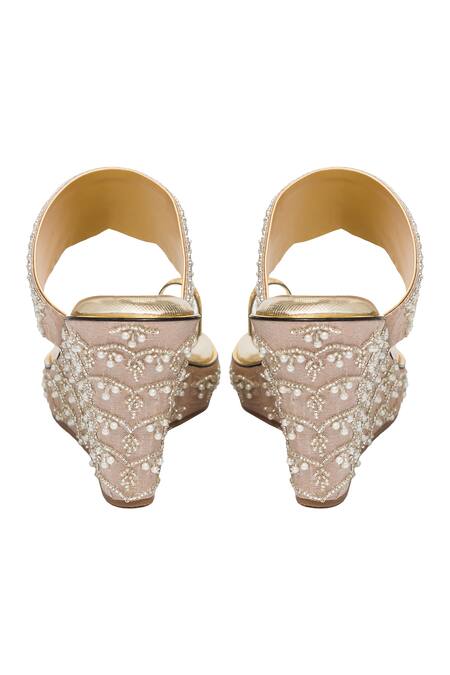 Buy Kkarma Accessories Pink Embroidery, Beads Kalki Platform Wedges Online at Aza Fashions Buy_Kkarma Accessories_Pink Embroidery, Beads Kalki Platform Wedges _Online_at_Aza_Fashions