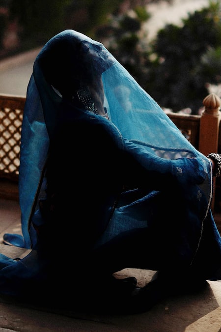 Avacara Blue Silk Embroidered Dori Notched Paisley Buttis Kurta Set Online at Aza Fashions Avacara_Blue Silk Embroidered Dori Notched Paisley Buttis Kurta Set _Online_at_Aza_Fashions