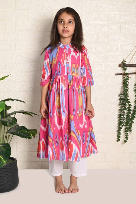 THE COTTON STAPLE_Pink Cotton Donut Flowy Kurta And Pant Set _Online_at_Aza_Fashions